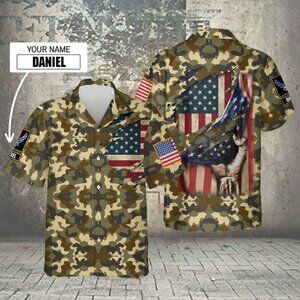 Men's US Army Hawaiian Shirt: American Flag, Veteran Gift
